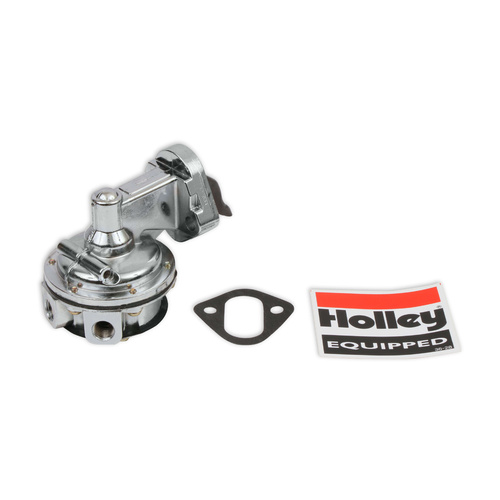 Holley Fuel Pump, Mechanical, 80 GPH, Gasoline, For Chevrolet Small Block, Aluminum, Silver, Each