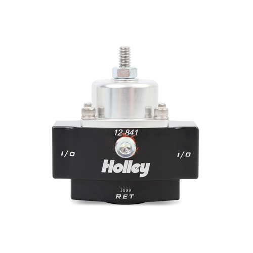 Holley Fuel Pressure Regulator, HP Billet, 4 1/2 to 9 psi, Female 3/8 in. NPT Inlet/Outlet, Black/Clear, Each