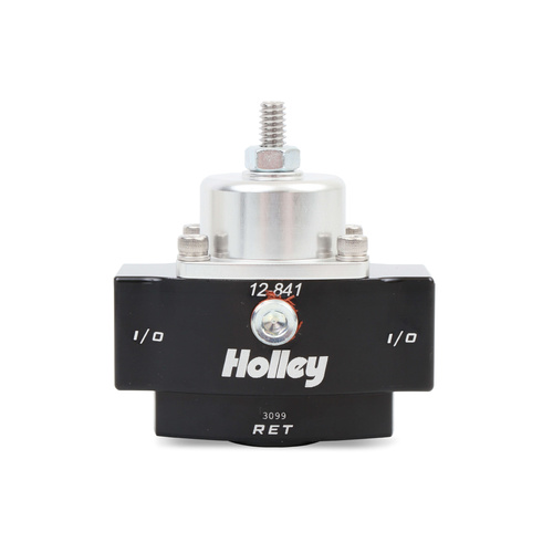 Holley Fuel Pressure Regulator, HP Billet, 4 1/2 to 9 psi., Female 3/8 in. NPT Inlet/Outlet, Black/Clear, Each