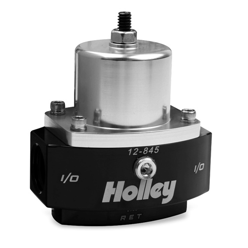 Holley Fuel Pressure Regulator, HP Billet, Aluminium, Black/Clear, 4.5 to 9 psi, -8 AN Inlet/Outlet, -6 AN Return