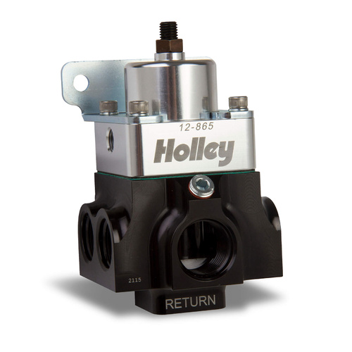 Holley Fuel Pressure Regulator, VR Series, Inline, Return Style, 4.5-9 psi, Billet Aluminium, Black/Clear Anodised