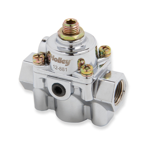 Holley Fuel Pressure Regulators, Carburetor Bypass Style, Return, 4.5-9 psi, Chrome, One 3/8 in. NPT Female O-ring Inlet, One 3/8 in. NPT Female Outle