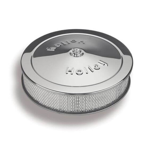 Holley Air Cleaner, 14 in. Dia, 3 in. Height, White Paper, Chrome, Stamped Steel, Each