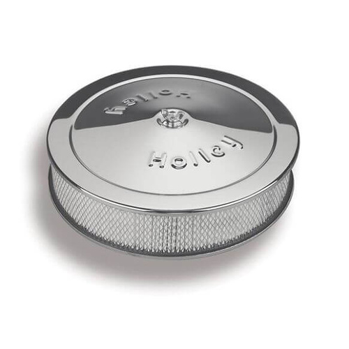 Holley Air Cleaner, 14 in. Dia., 3 in. Height, White Paper, Chrome, Stamped Steel, Each