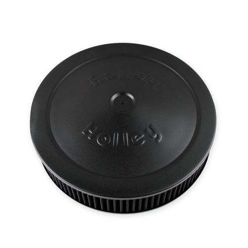 Holley Air Cleaner, 14 in. Dia, 3 in. Height, Black Washable, Black, Stamped Steel, Each