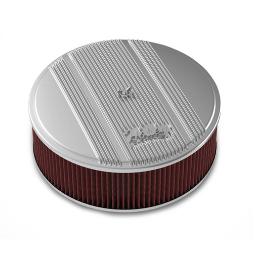 Holley Air Cleaner, 14 in. Dia., 4 inch Height, Red Washable, Polished, Cast Aluminum, Each