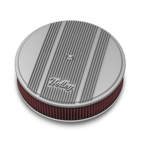 Holley Air Cleaner, 14 in. Dia, 3 inch Height, Red Washable, Natural, Cast Aluminum, Each