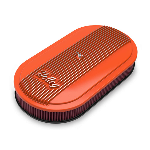 Holley Air Cleaner, 2-1/2 inch Height, Red Washable, Factory Orange, Cast Aluminum, Each