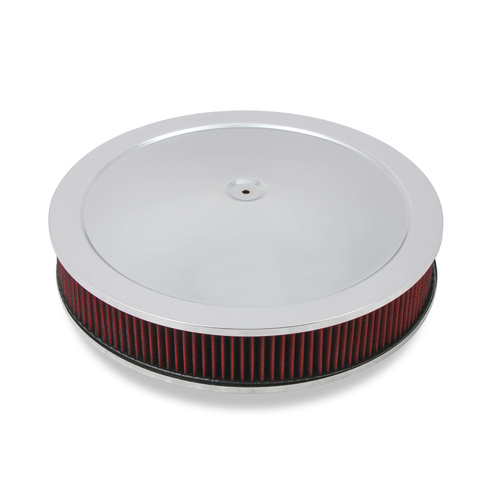 Holley Air Cleaner, 16 in. Dia., 3 in. Height, Red Washable, Chrome, Stamped Steel, Each