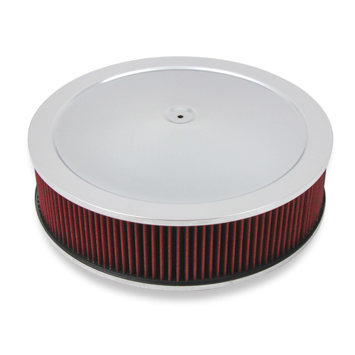 Holley Air Cleaner, 16 in. Dia., 4 in. Height, Red Washable, Chrome, Stamped Steel, Each