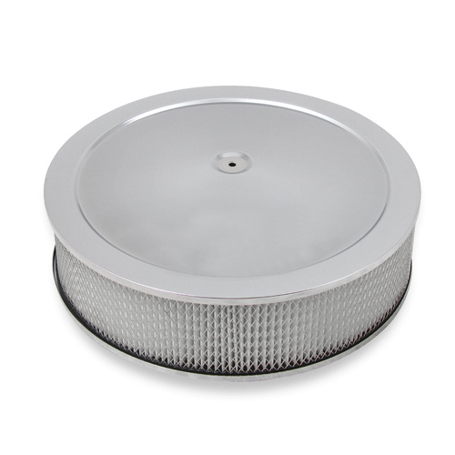 Holley Air Cleaner, 16 in. Dia., 4 in. Height, White Paper, Chrome, Stamped Steel, Each