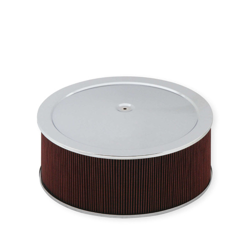 Holley Air Cleaner, 16 in. Dia., 6 in. Height, Red Washable, Chrome, Stamped Steel, Each
