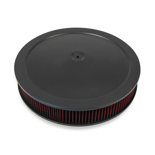 Holley Air Cleaner, 16 in. Dia., 3 in. Height, Red Washable, Black, Stamped Steel, Each