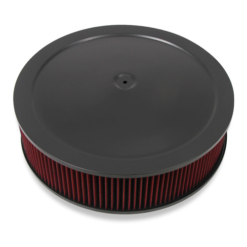 Holley Air Cleaner, 16 in. Dia., 4 in. Height, Red Washable, Black, Stamped Steel, Each