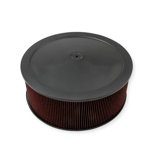 Holley Air Cleaner, 16 in. Dia., 6 in. Height, Red Washable, Black, Stamped Steel, Each