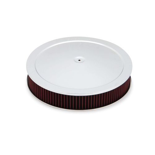 Holley Air Cleaner, 16 in. Dia, 3 in. Height, Red Washable, Chrome, Stamped Steel, Each