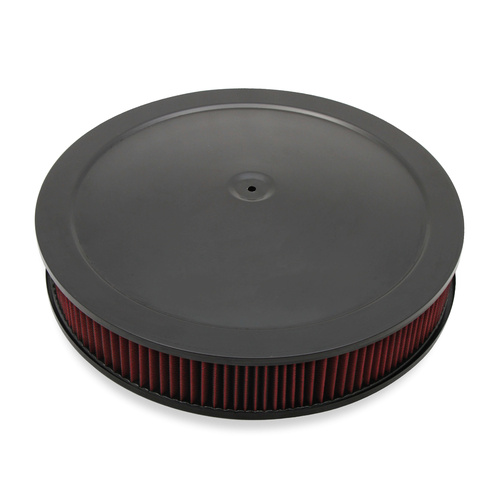 Holley Air Cleaner, 16 in. Dia, 3 in. Height, Red Washable, Black, Stamped Steel, Each