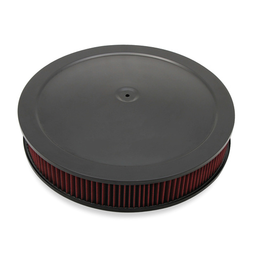 Holley Air Cleaner, 16 in. Dia., 3 in. Height, Red Washable, Black, Stamped Steel, Each