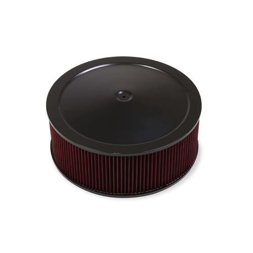 Holley Air Cleaner, 16 in. Dia., 6 in. Height, Red Washable, Black, Stamped Steel, Each