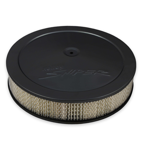 Holley Air Cleaner, 14 in. Dia, 4 in. Height, White Paper, Black, Stamped Steel, Each