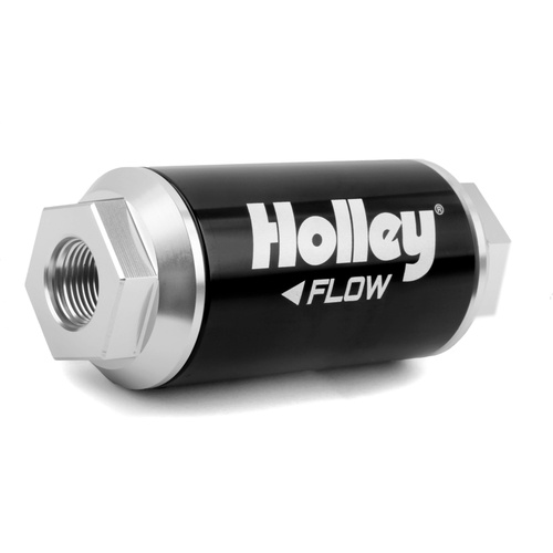 Holley Fuel Filter Inline Billet Aluminium Paper 10 Microns 175 GPH 3/8 in NPT Female Threads Each