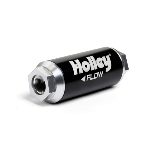 Holley Fuel Filter Inline Billet Aluminium Paper 10 Microns 260 GPH -12 AN O-ring Female Threads Each