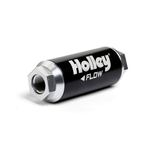 Holley Fuel Filter Inline Billet Aluminium Stainless Mesh 100 Microns 260 GPH -12 AN O-ring Female Threads Each