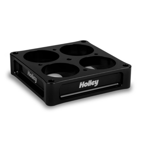 Holley Carburetor Spacer, 4-Hole, 1.500 in. Thick, Aluminium, Black Anodised, 2.125 in. Bore Diameter, Each
