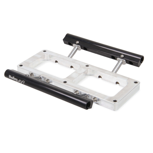 Holley EFI Throttle Body Spacer, 6-71/8-71 Supercharger, Billet Aluminium, Clear Anodised, Fuel Rails, Each