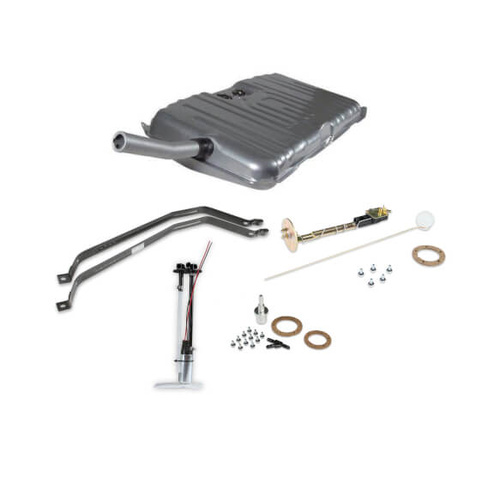 Sniper Fuel Tank, 20 Gallon, 255 LPH, 0-90 Ohms, Gasoline, 1968-1972 EL Camino / Sprint, Steel, Silver, Powdercoated, Kit