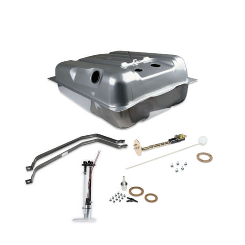 Sniper Fuel Tank, 255 LPH, 73-10 Ohms, Gasoline, 1970-74 For Dodge Challenger, Steel, Silver, Powdercoated, Kit