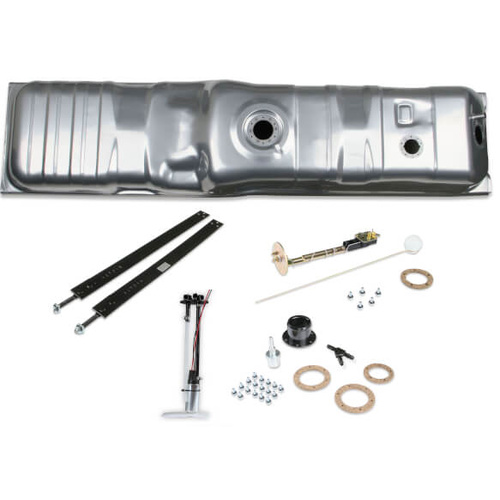 Sniper Fuel Tank, 20 Gallon, 255 LPH, 0-90 Ohms, Gasoline, 1973-81 C10 LS Swap, Steel, Silver, Powdercoated, Kit