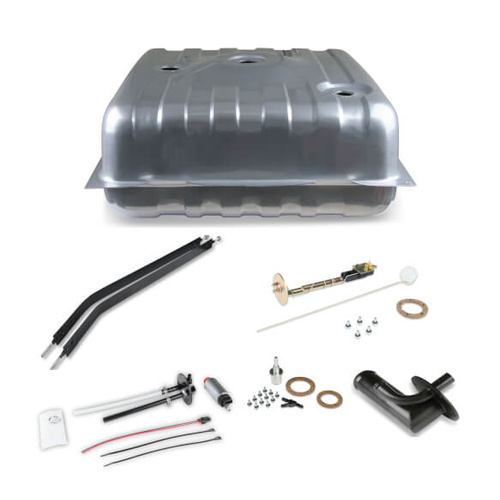 Sniper Fuel Tank, 25 Gallon, 255 LPH, 0-90 Ohms, Gasoline, 1973-81 Blazer / Jimmy / Suburban, Steel, Silver, Powdercoated, Kit