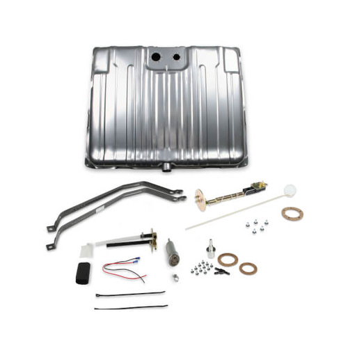 Sniper Fuel Tank, 24 Gallon, 400 LPH, 0-90 Ohms, Gasoline, 1964-67 Chevelle/ Malibu, Steel, Silver, Powdercoated, Kit