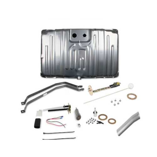 Sniper Fuel Tank, 20 Gallon, 400 LPH, 0-90 Ohms, Gasoline, 1968-1969 Chevelle Malibu, Steel, Silver, Powdercoated, Kit