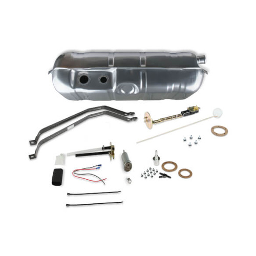 Sniper Fuel Tank, 20 Gallon, 400 LPH, 0-30 Ohms, Gasoline, 1961-1964 Impala Belair, Steel, Silver, Powdercoated, Kit