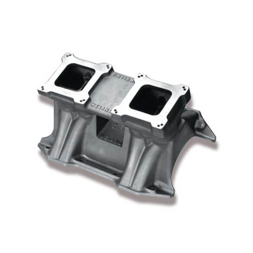 Weiand Intake Manifold, Carb, Hi-Ram, 9.50/10.31 in. Height, 2500-8000 RPM, For Chrysler BB V8, Satin, Each