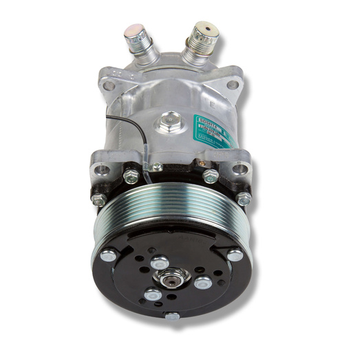 Holley Air Conditioning Compressor, Sanden 508 Type, Aluminium, Natural, Clutch, 6-Groove, Serpentine Pulley, Each