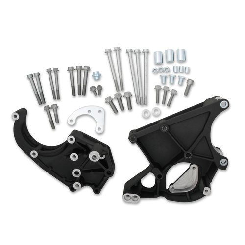 Holley Accessory Drive Bracket Kit, for Sanden SD508 or SD7 Compressor, Aluminium, Black, For Chevrolet, Small Block LS, Kit