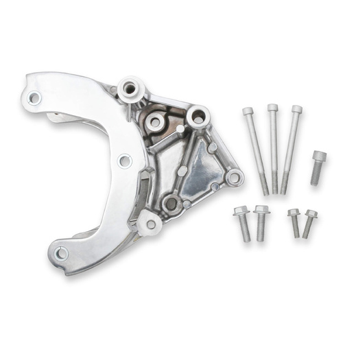 Holley Air Conditioning Compressor Bracket, for R4 Compressor, Aluminium, Polished, For Chevrolet, Small Block LS, Each