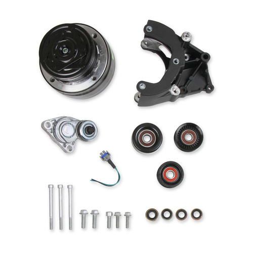 Holley Pulley Kit, LS Swap, Serpentine, A/C, R4, Black, Kit