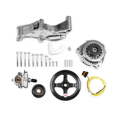 Holley Pulley Set, Serpentine, LS Engine Swap Accessory Drive System, Without A/C, Polished, For Chevrolet, V8, Kit