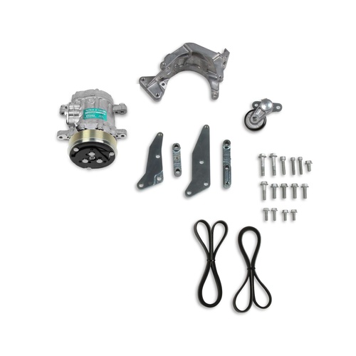 Holley Pulley Kit, LS Swap, Serpentine, A/C, Sanden SD-7, Natural, Kit