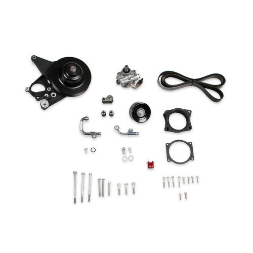 Holley Power Steering Kit, Retro-fit Add-On LT4, Wet Sump Engines (w/Bracket), Black Finish