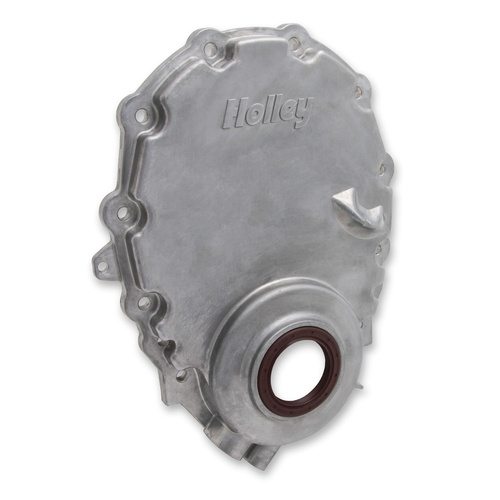 Holley Vortec/Small Block Timing Chain Cover w/o Crank Sensor provision Natural Finish (Carb)