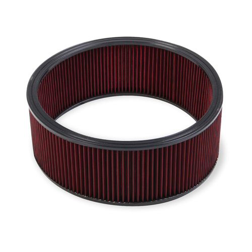 Holley Air Filter Element, Reusable, Round, Cotton Gauze, Red, 16 in. Diameter, 6 in. Tall, Each