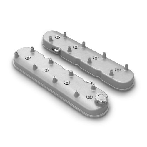 Holley Valve Cover, w/ Coil Mounts, Tall Height, GM LS Engines, Cast Aluminum, Natural, Pair