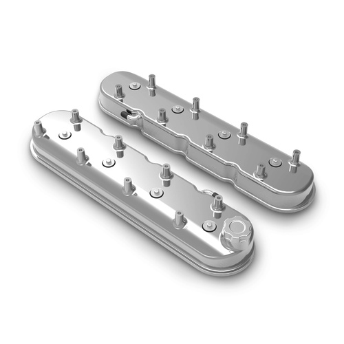 Holley Valve Cover, w/ Coil Mounts, Tall Height, GM LS Engines, Cast Aluminum, Polished, Pair