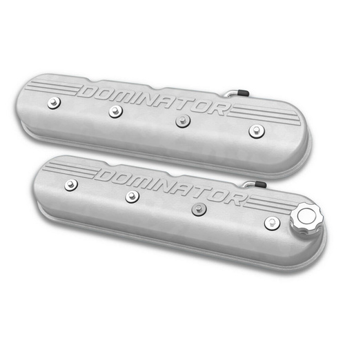 Holley Valve Cover, Dominator, Tall Height, GM LS Engines, Cast Aluminum, Natural, Pair