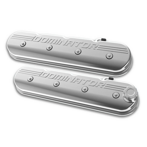 Holley Valve Cover, Dominator, Tall Height, GM LS Engines, Cast Aluminum, Polished, Pair